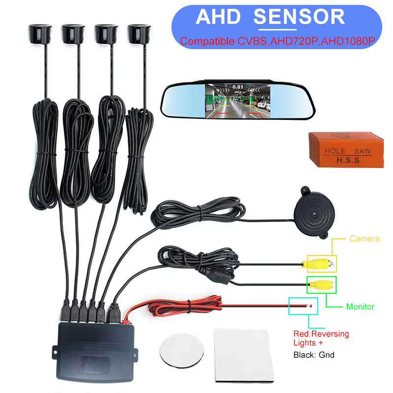 Infrared Obstacle Sensor - Fabrieks CVBS AHD Video Parkeersensor 4-Sensor